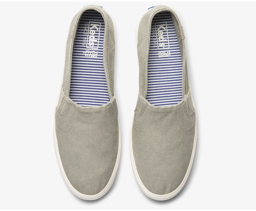 Womens Keds Slip Ons - Clipper Washed Solids - Grey - 3294-VUTOG